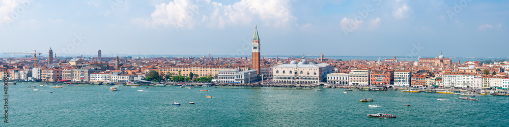 Aerial view of the Venice skyline in summer