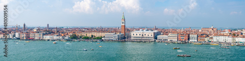 Aerial view of the Venice skyline in summer