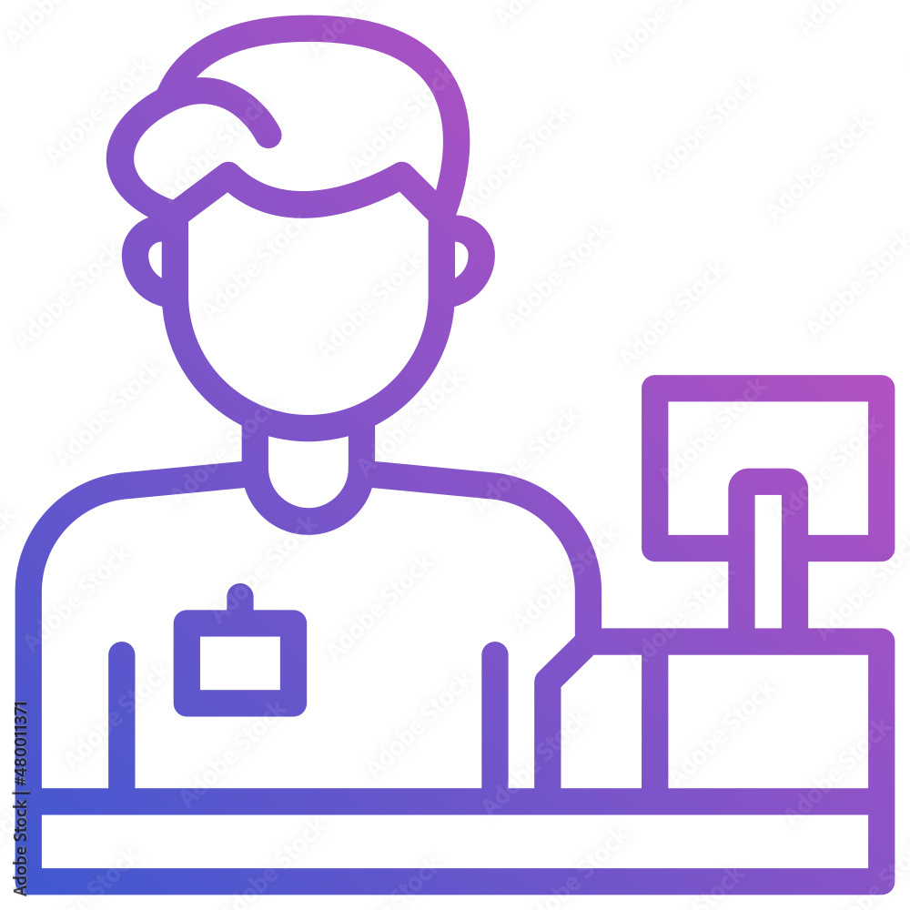 Cashier Man line gradient icon