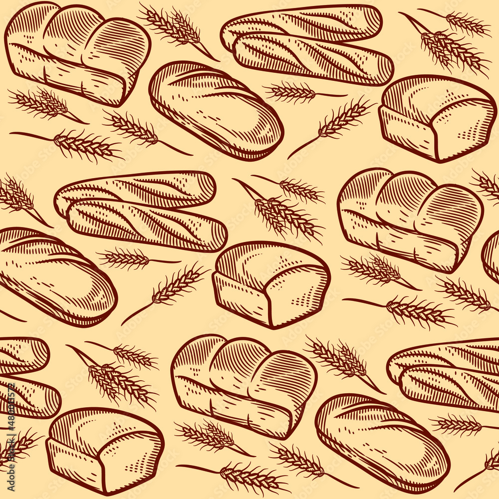 Bread and bakery seamless pattern