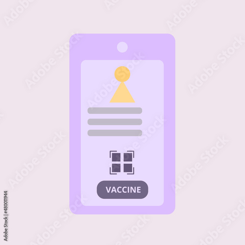 Vector illustration of an immune Covid-19 result on the application of a smartphone, digital vaccine passport