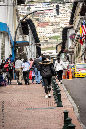 fragments of sketches of street life in the center of Quito - the capital of Ecuador 