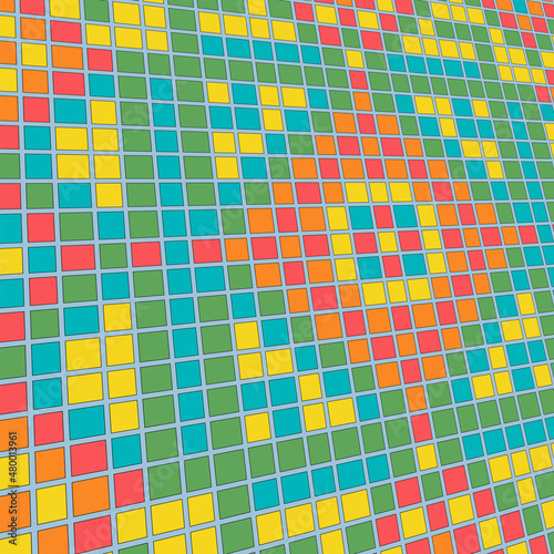 Mosaic wall in perspective. Background, wallpaper. Vector illustration