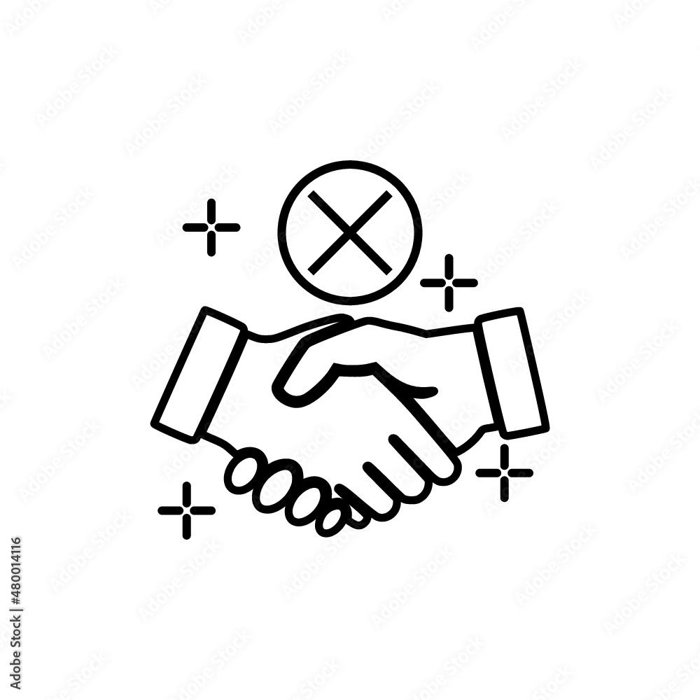 No handshake icon isolated on white background