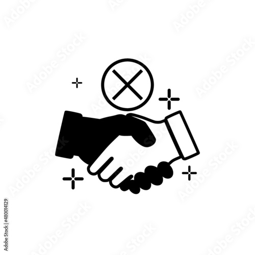 No handshake icon isolated on white background