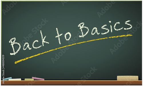 Blackboard with the inscription back to basics (cut out)