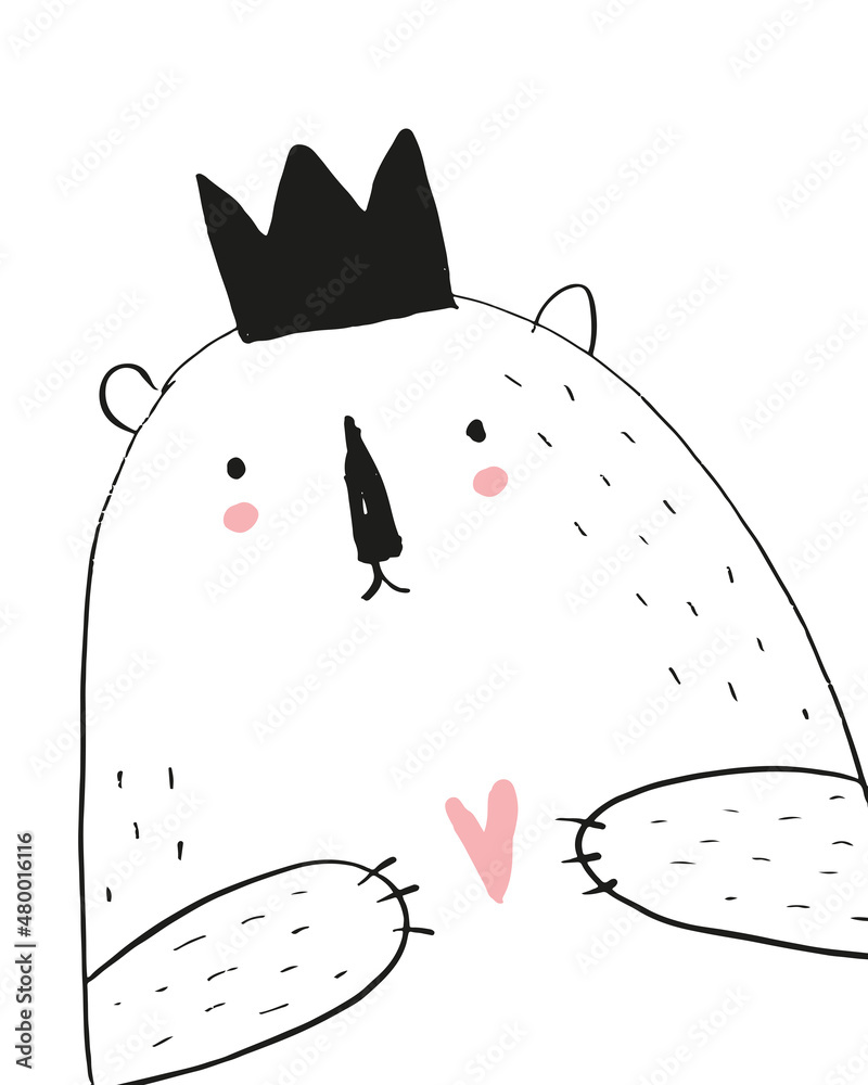 Cute Hand Drawn White Teddy Bear Vector Illustration Lovely Nursery cute-hand-drawn-white-teddy-bear-vector-illustration-lovely-nursery