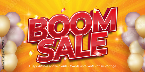 Editable text Boom sale banner suitable for business retail promotion