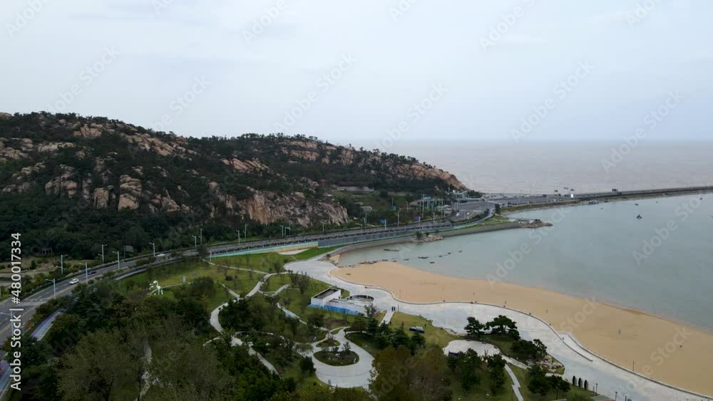 Aerial photography of Lianyungang city coastline scenery Aerial photography of Lianyungang city coastline scenery