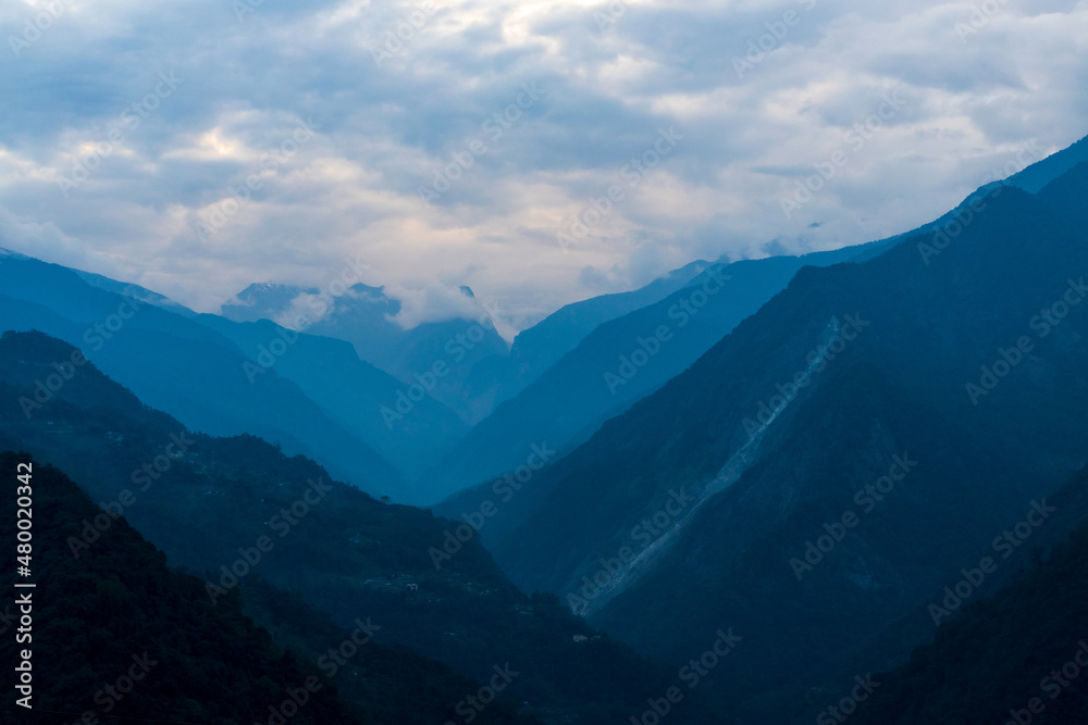 mountains and clouds