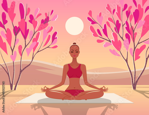 woman girl sitting yoga meditation lotus pose
