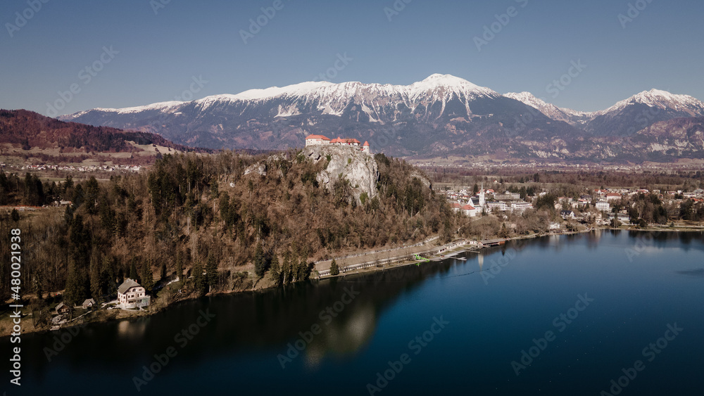 Panorama bled Castle, lake bled, famous landmark Slovenia