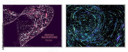 Multicolored paint splashes, smears, dust particles and debris are carried by the wind. A set of two templates. Design template for the design of banners, posters, booklets, covers, magazines. EPS 10