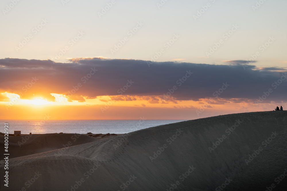 Sunrise in the dunes of Maspalomas, Gran Canaria, Spain