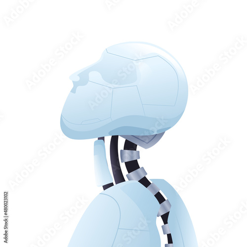 Robot, Humanoid, side view isolated on white background, vector illustration