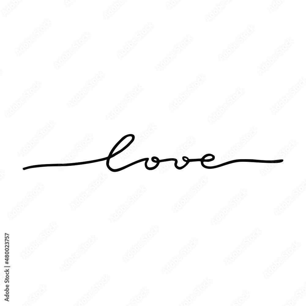 Love. Vector simple handwritten lettering. One line word.