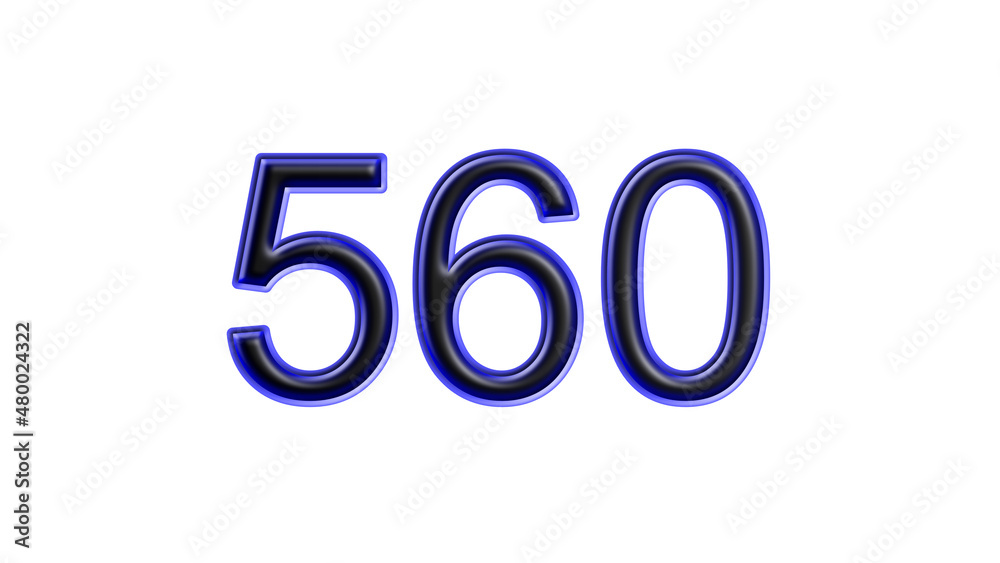 blue 560 number 3d effect white background blue 560 number 3d effect white background