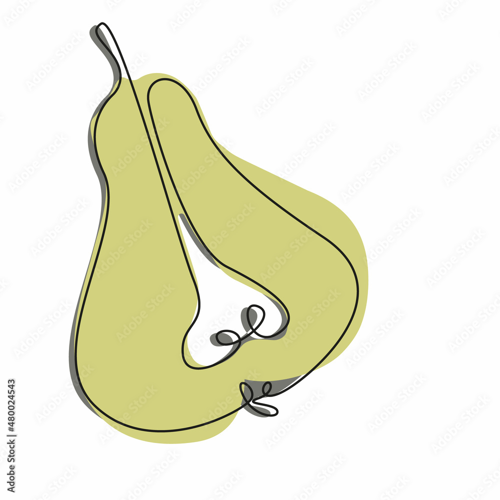outline pear isolated on white, doodle fruit, hand drawing art line, vector stock illustration. continuous doodle outline pear isolated on white, doodle fruit, hand drawing art line, vector stock illustration. continuous doodle