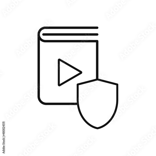 Protection audio book icon, simple flat design. Logo. Pictogram.