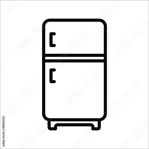Fridge freezer fridge condenser black line icon on white background