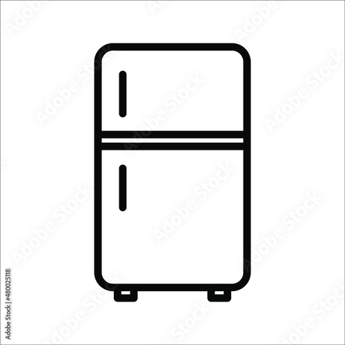 Fridge freezer fridge condenser black line icon on white background