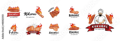 Kokorec vector logo design. Fast Food Restaurant Design elements for logo, label, emblem, sign. Vector.