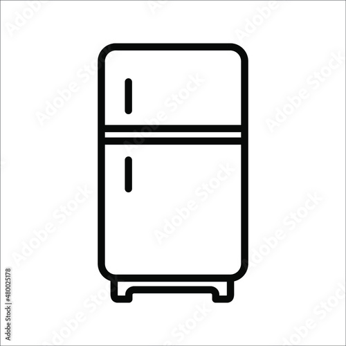 Fridge freezer fridge condenser black line icon on white background