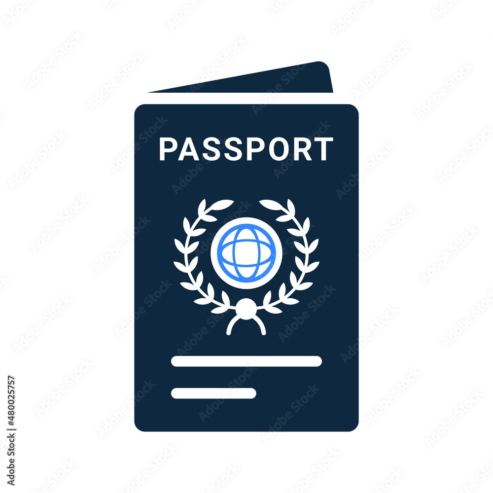 Passport, document, travel icon. Simple editable vector illustration.