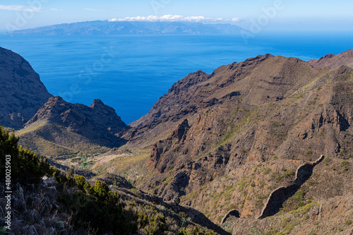 Mountains and coast on the Canary island of Tenerife photo