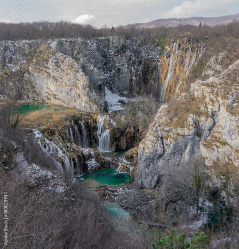 Famous viewpoint on Plitvice lakes  Croatia