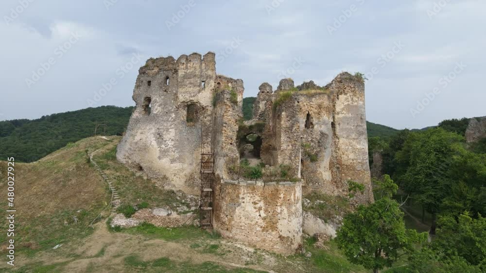 Aerial view of Cicva castle in Sedliska village in Slovakia Aerial view of Cicva castle in Sedliska village in Slovakia