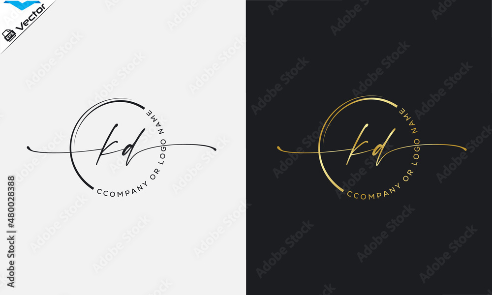 K d Initial handwriting signature logo, initial signature, elegant logo design
vector template.
 - obrazy, fototapety, plakaty 