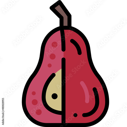poached pear filled outline icon