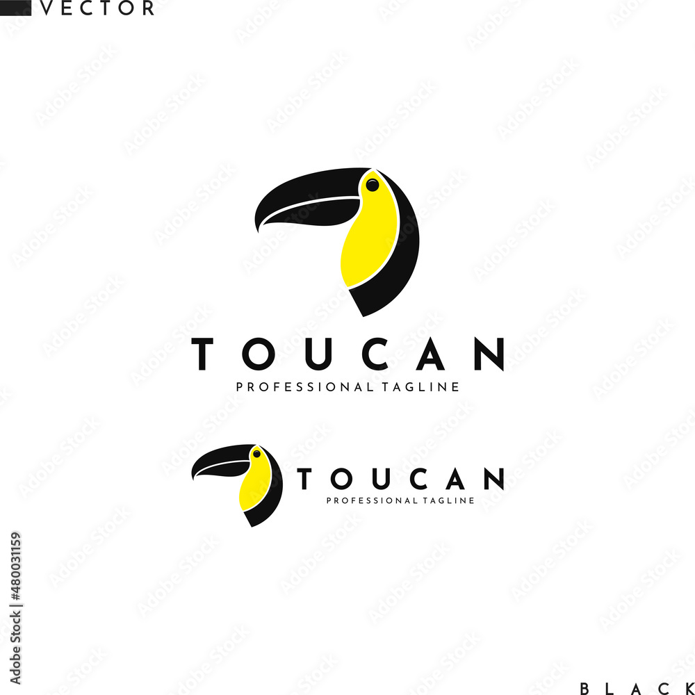 Fototapeta premium Toucan head logo. Bright animal
