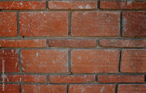Background of crack brick wall texture.red brick brick wall with concrete