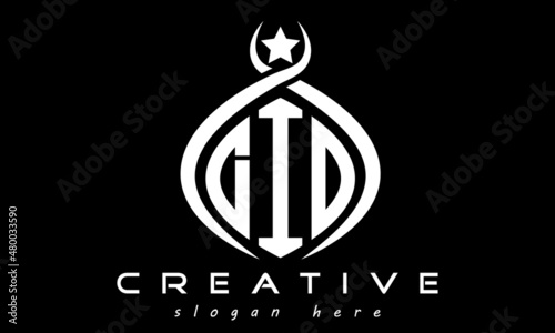 three letters DIN monogram curved oval initial logo design, geometric minimalist modern business shape creative logo, vector template