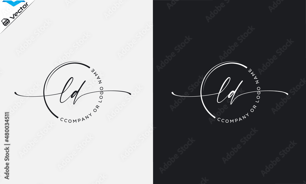 L d Initial handwriting signature logo, initial signature, elegant logo design
vector template.
 - obrazy, fototapety, plakaty 