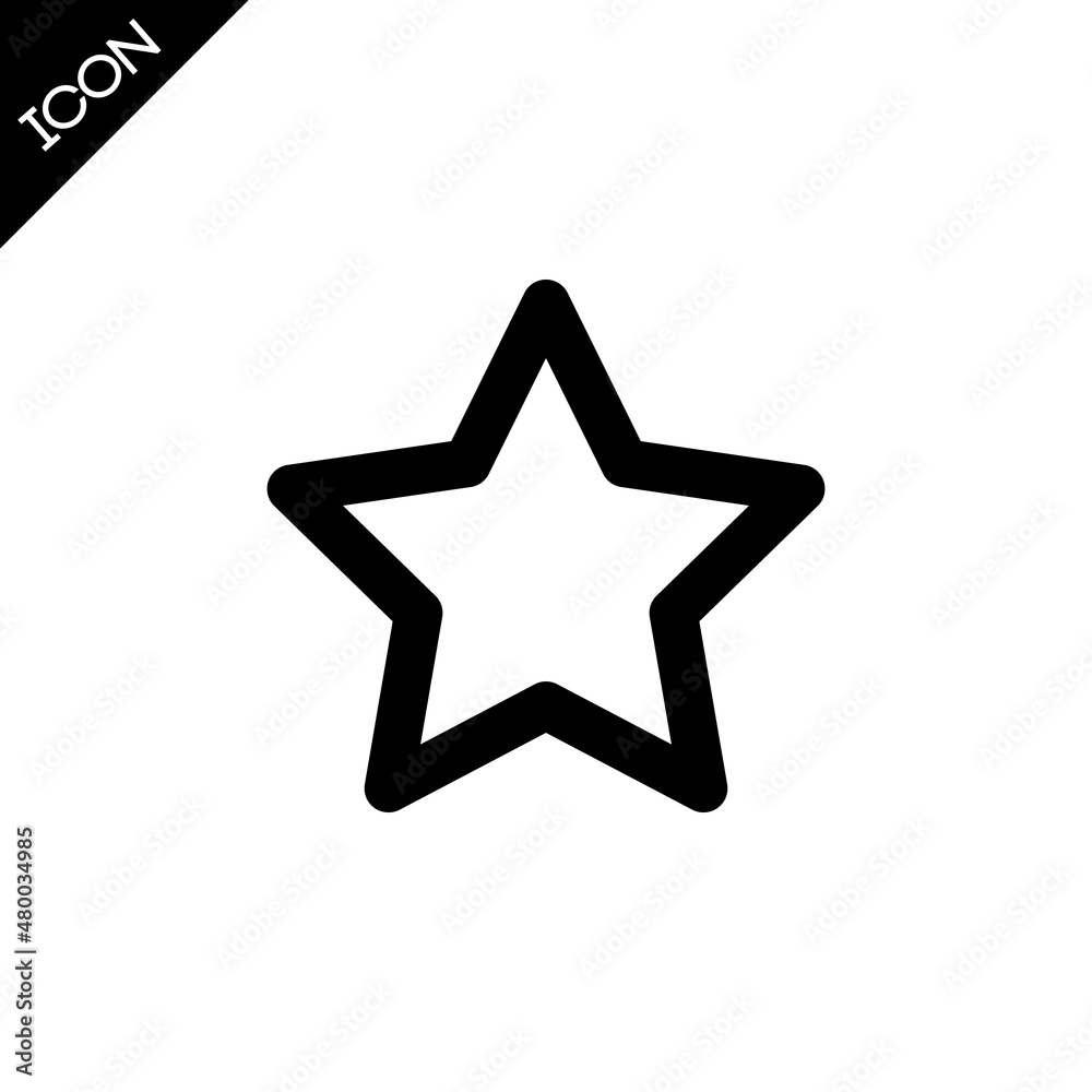  Flat star icon in black color. Feedback or rating symbol. Vector illustration.
