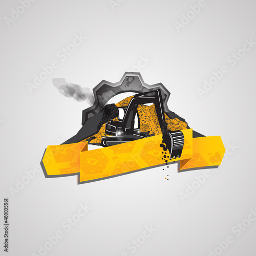 Excavator with minerals and gear.