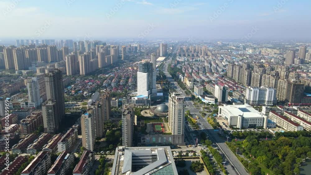 Aerial photography of Hai'an city architecture skyline Aerial photography of Hai'an city architecture skyline