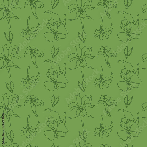 Vector floral simple pattern for your wrapping paper, textile, wallpaper. Trendy illustration with outline flowers