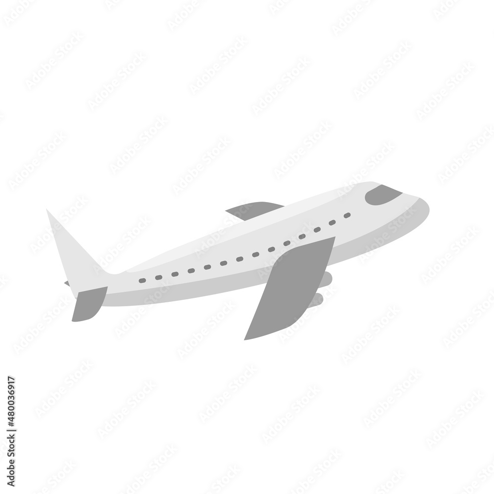 Simple airplane on white background. Flight plane icon in flat design isolated, vector illustartion