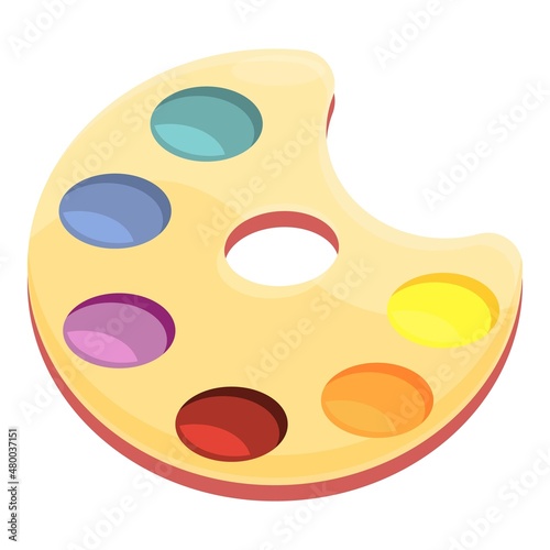 Watercolor pallette icon cartoon vector. Paint palette. Art brush