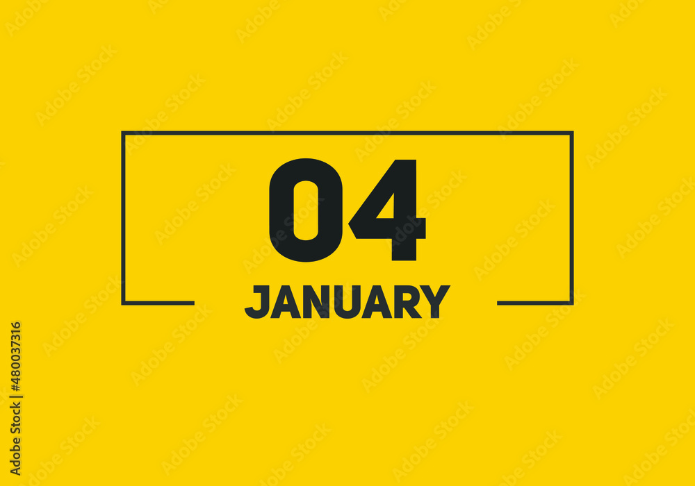 January 04 text calendar reminder. 4th january daily calendar icon vector.
January 04 text calendar reminder. 4th january daily calendar icon vector.