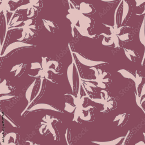 Modern floral abstract pattern for your design, social media posts,banners. Trendy illustration with floral branches