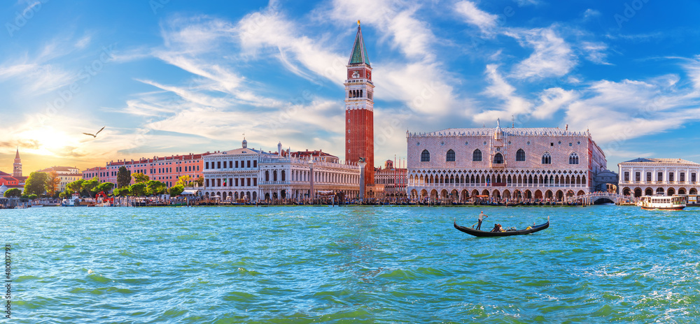 Venice lagoon panoramic view, the most visited place in the city, Italy