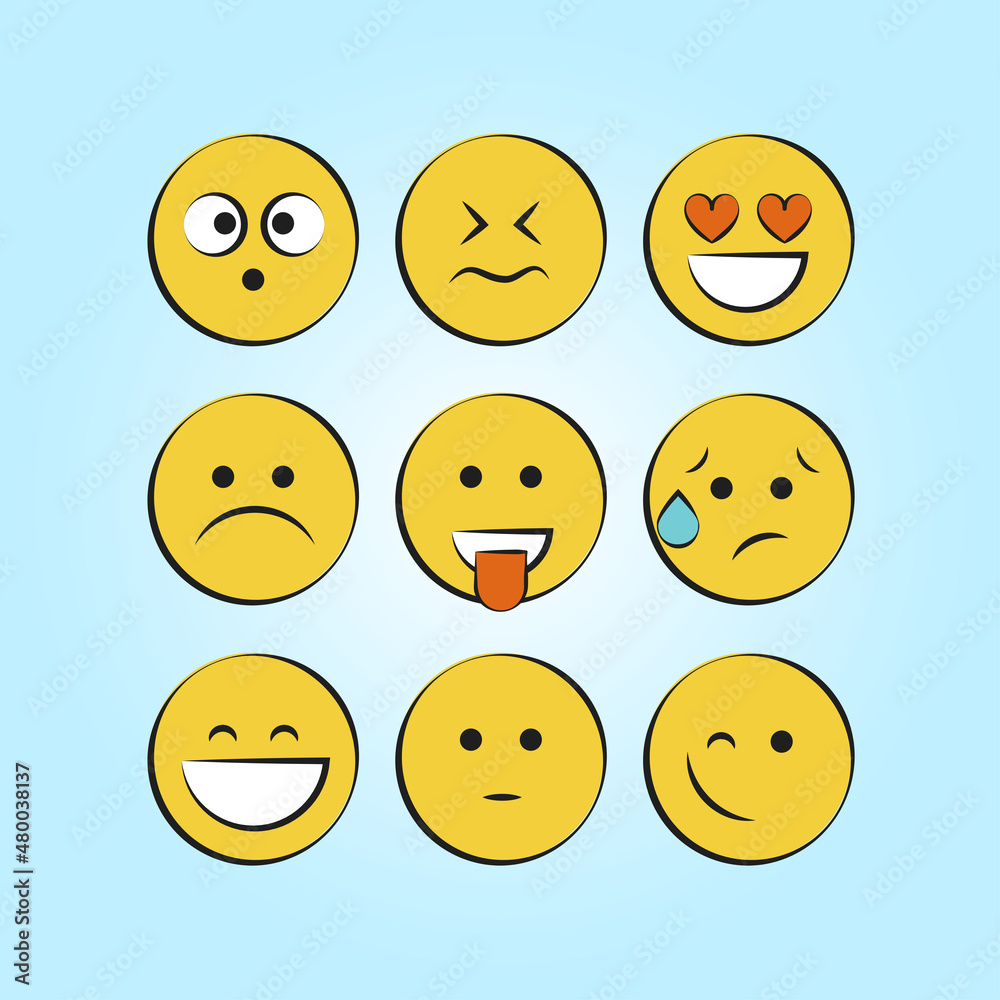 Fototapeta premium Set of smile icons. emoji. emoticons 