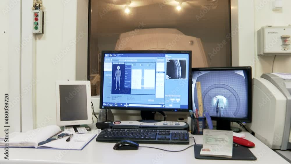 MRI scan screen animation. Computed medical tomography MRI. Diagnosis medical data MRI scan screen animation. Computed medical tomography MRI. Diagnosis medical data