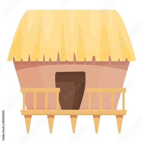 Island bungalow icon cartoon vector. Beach house. Sea villa