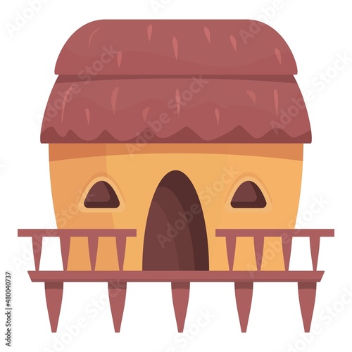 Ocean bungalow icon cartoon vector. Summer cottage. Sea villa